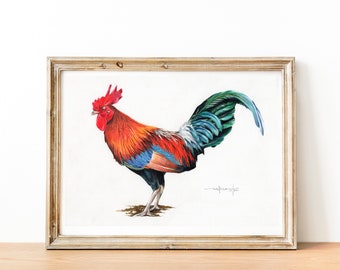 India selva aves color lápiz retrato pájaro arte impresión vida silvestre ilustración realista arte pared decoración bellas artes cartel pared arte impresiones