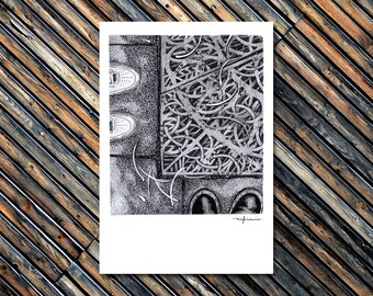 Chicago Tree Grille Art Print Dibujo urbano en blanco y negro Arte de pared Inspirado en viajes Decoración del hogar Oficina Ilustración de bellas artes Impresión Giclee