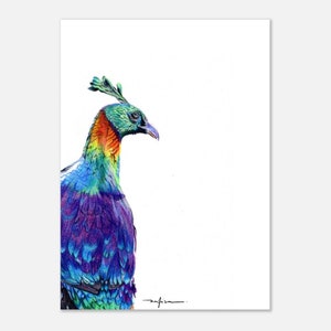Himalaya Monal Vogel Postkartengroßer Druck Wildtiere Fine Art Wand dekor Farbe Bleistift Poster Realismus Kunstwerk Wall Art Prints Line Art