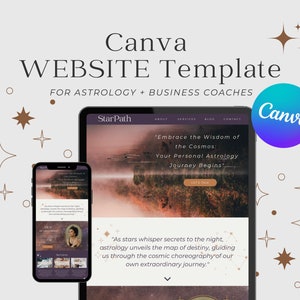 Astrology coach Canva Website Template | Mystical Landing page template | Canva sales page | Magic website design | Instant Download