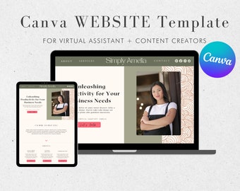 Canva Template For Virtual Assistant | Landing Page, Instant download | Canva Web Design
