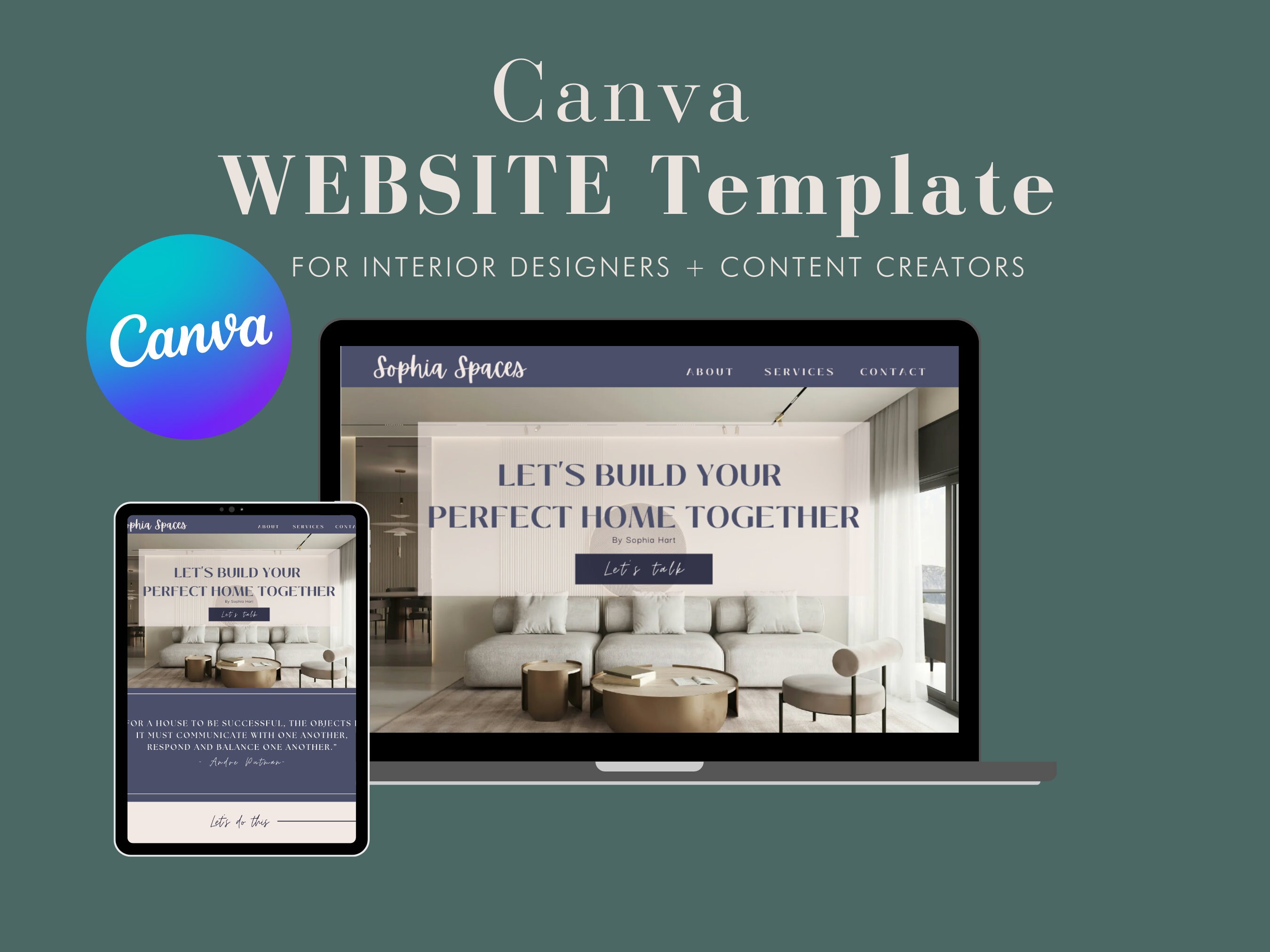 Canva Website Template for Interior Designer, Realtors, Architects ...