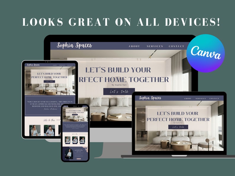 Canva Website Template for Interior Designer, Realtors, Architects ...