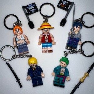 Porte-clés Lego en une pièce - Luffy, Sanji, Nami, Zoro