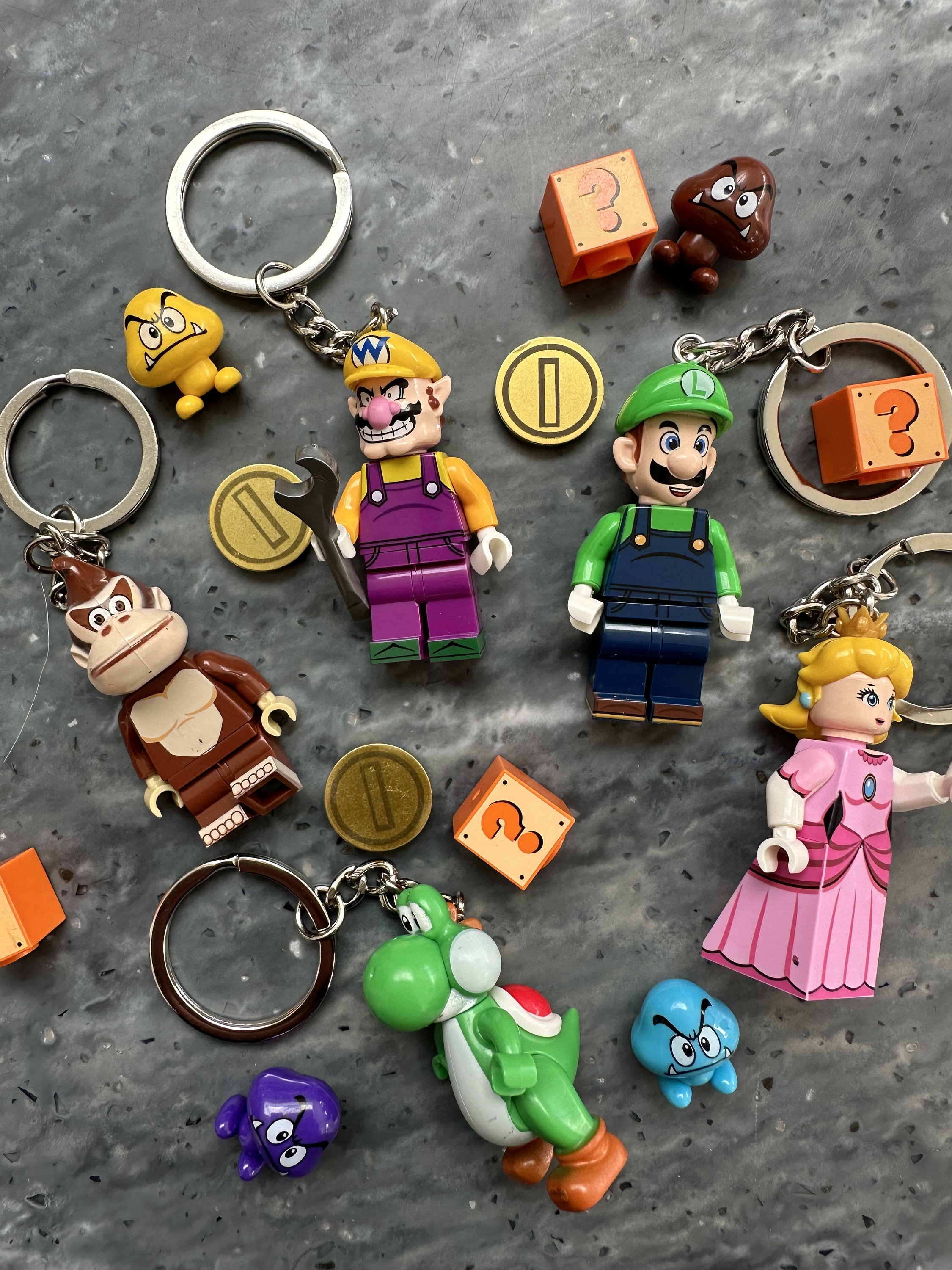 Super Mario Gang Lego Keychain Princess Peach Yoshi Warrio Luigi Donkey Kong Etsy