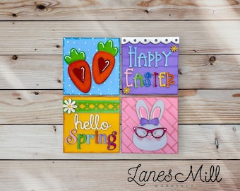 Handbemalte Oster Frühlings Fliese: Leiter Dekor, 4,25" x 4,25"