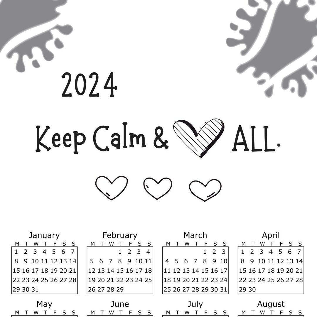 2024 Tennis Calendar Keep Calm & Love ALL Etsy