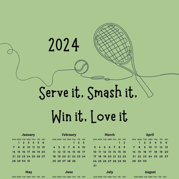 Tennis 2025 Calendar Etsy