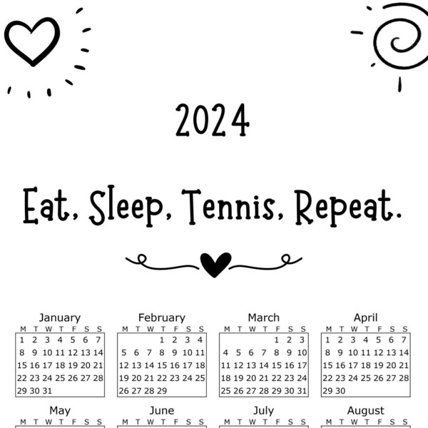Tennis 2025 Calendar Etsy