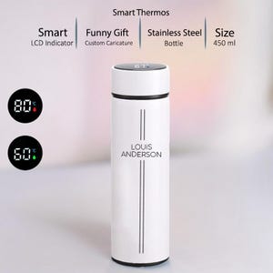 Smart Water Bottle Stainless Steel Travel Mug with Smart LCD Touch Screen, Keep Hot Or Cold, Portable Travel Tea Coffee Vacuum Thermoses Cup