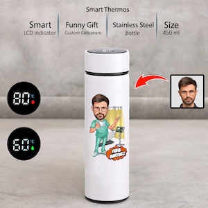 Termo inteligente personalizado para cirujanos con pantalla LCD de temperatura, frasco de vacío personalizado para cirujanos, regalo divertido de cirujano para hombres,