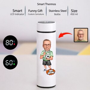 Soccer Coach Cartoon 15oz Drink Bottle, Funny Soccer Coach Gifts for Men, Soccer Coach Hot or Cold Bottle, Soccer Coach Tumbler, Travel Mug