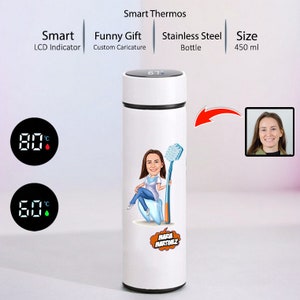 Dental Tumbler Cup with Led Temperature, Funny Dentist Gift for Women, Female Dentist Birthday Gift, Funny Dentist Travel Mug