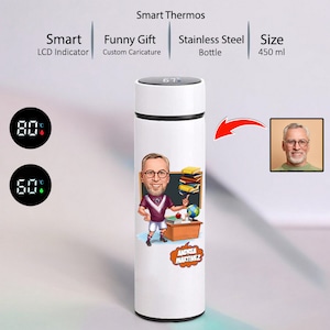 PE Teacher Cartoon 15oz Drink Bottle, Funny PE Teacher Gifts, PE Teacher Caricature Hot or Cold Water Bottle, Pe Teacher Tumbler, Travel Mug