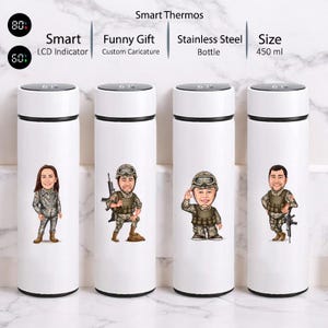 Vaso de café de acero inoxidable aislado del ejército de EE. UU. de 16 oz con luz LED para temperatura, regalo de soldado de bienvenida a casa para hombres y mujeres, regalo de soldado desplegado