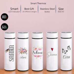 Personalized Custom Stainless Steel Insulated Smart Bottle - Thermal Vacuum Flask with Name, Perfect Travel Mug and Coffee Flask