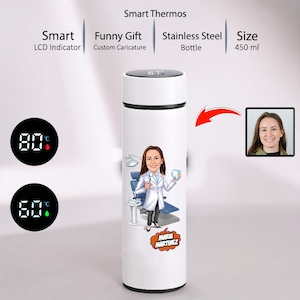 Dentist Cartoon 15oz Water Bottle, Funny Dentist Gift for Women, Dentist Coffee Thermos, Dental Tumbler, Dentist Vacuum Flask, Travel Mug