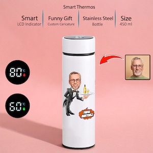 Waiter Cartoon 15oz Drink Bottle, Funny Waiter Gift for Men, Waiter Water Bottle, Custom Waiter Coffee & Tea Tumbler Gift, Travel Mug