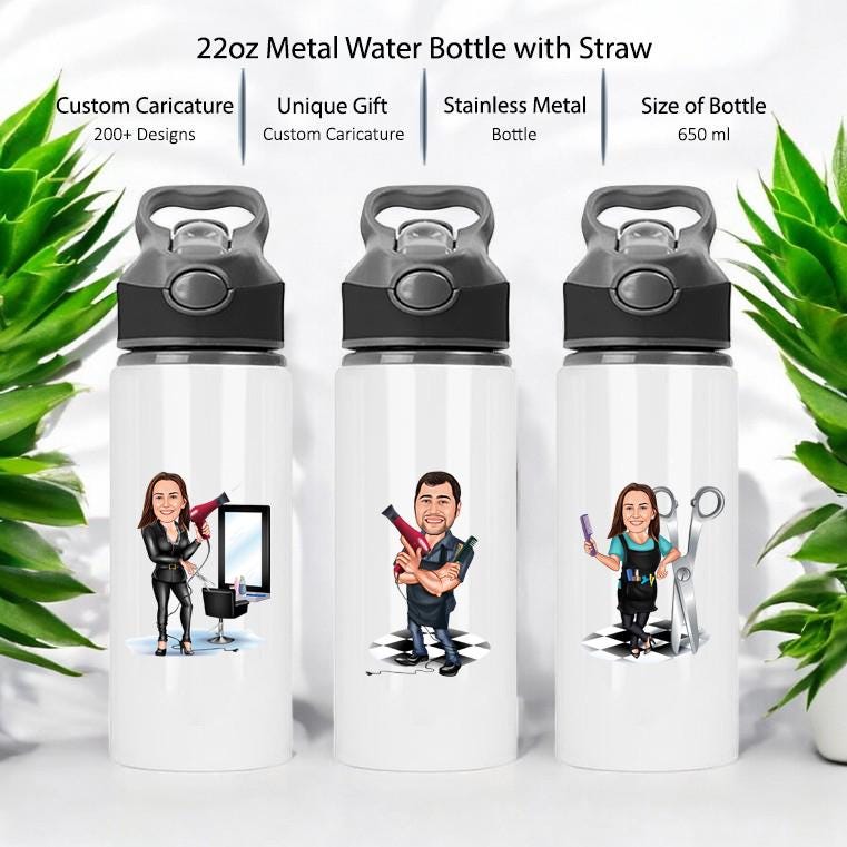 Funny Hairdresser Water Bottle with Straw and Lid, Custom Hair Stylist Gift for Women & Men, Hair Stylist Christmas gift for Women, Birthday