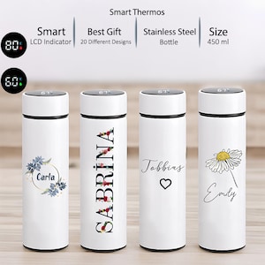 Personalized Thermal Vacuum Flask, Custom Stainless Steel Insulated Smart Bottle,  Coffee Bottle with Name, Travel Mug