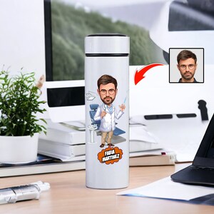 Personalized Dentist Stainless Steel Insulated Drink Bottle - Funny Caricature Dentist Flask - Unique Gift for Dental Professionals