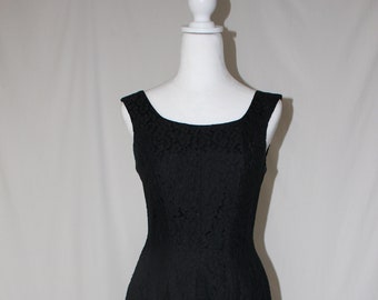 One of a kind Vintage black cocktail dress - full skirt, fitted bust