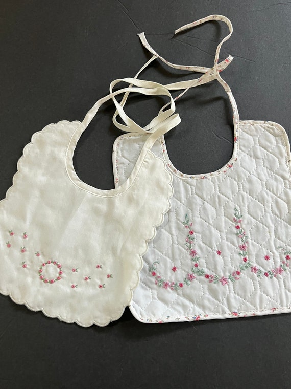 Two Sweet Vintage Baby Bibs - like new condition