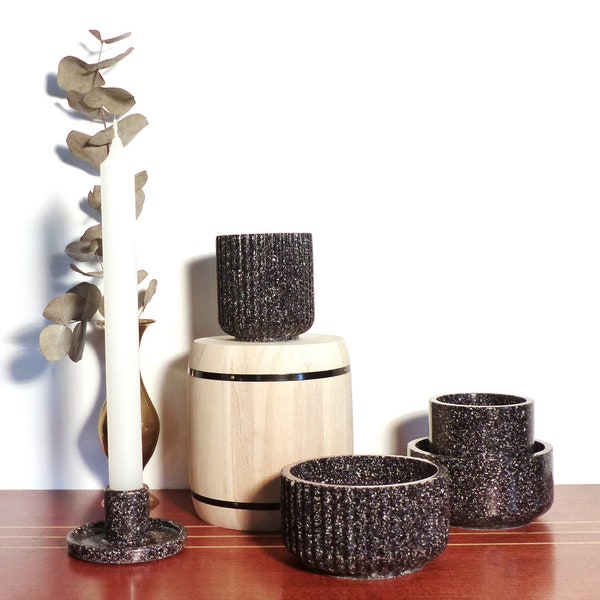 Pots & bougeoir fait main en coquilles de moules recyclées - Materialys