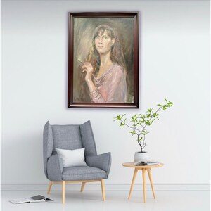 Pintura al óleo "Autorretrato", cartón, marco de madera, tamaño 56,5x77x3, Ucrania, 2021, Klishyna Yuliia (1989).