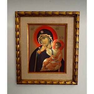 Stampe di alta qualità della mia opera "Vergine Maria Paramythia". Realizzate in Procreate da Yuliia Klishyna. Icona greca ortodossa. Theotokos. Bizantina.