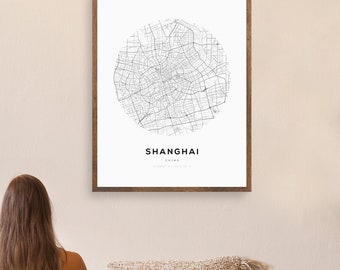 Shanghai city map print, 300dpi, Shanghai map print, China city map print