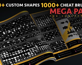 2100+ aangepaste vormen + 1000 Cheat Brushes Mega Pack voor conceptkunst