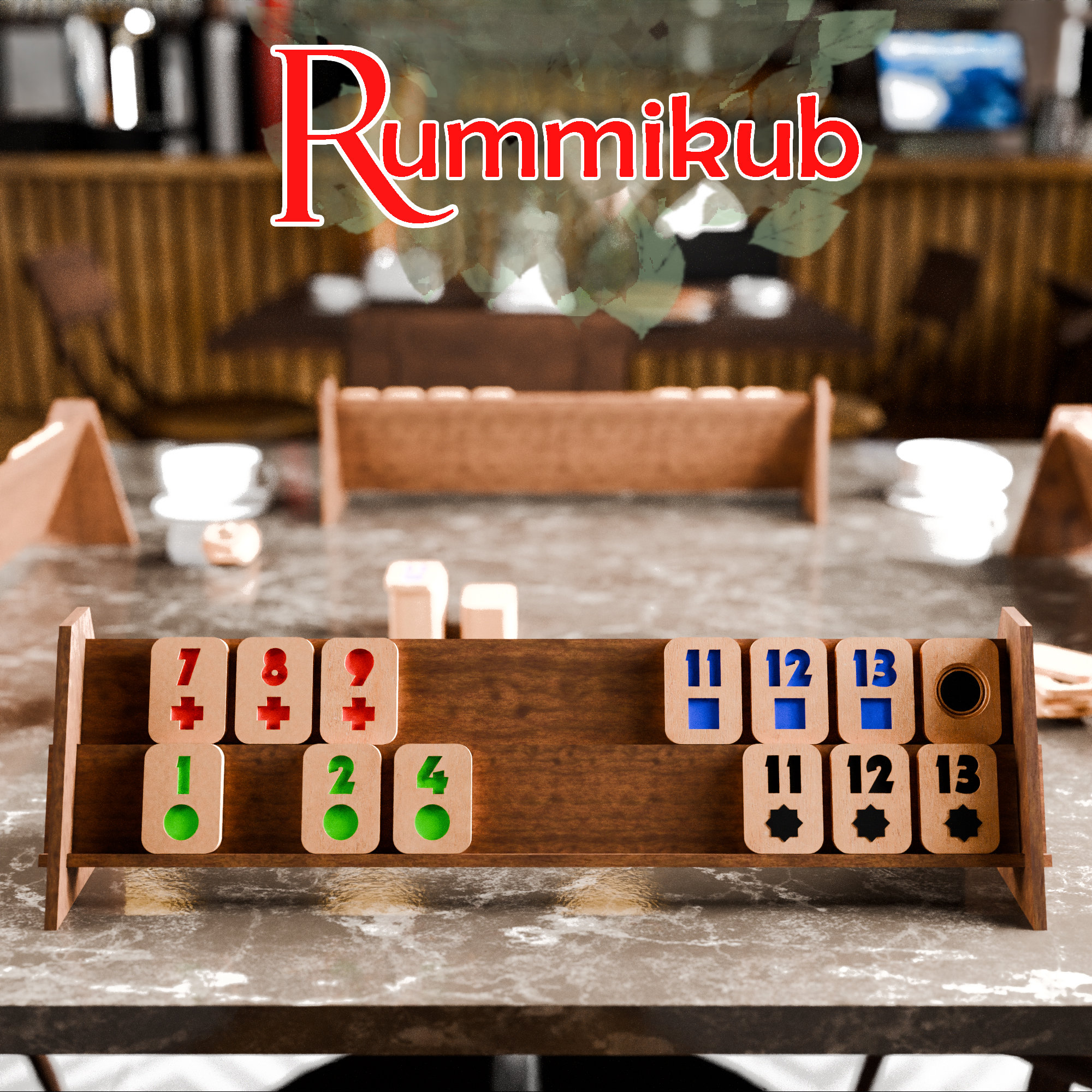 Generisch OkeyKub Premium Rummy, Rommé, Okey houten set met stabiele draagtas