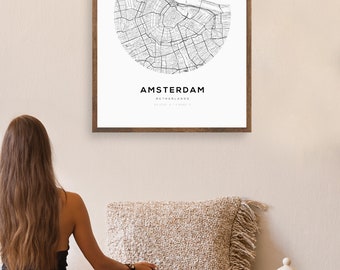 Amsterdam city map print, 300dpi, London map print, Netherlands city map print