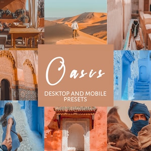 10 Oasis Desktop & Mobile Lightroom App Presets | Marrakech Travel Presets | Morocco Presets | Desert Haven Preset | Sandy Sanctuary Preset