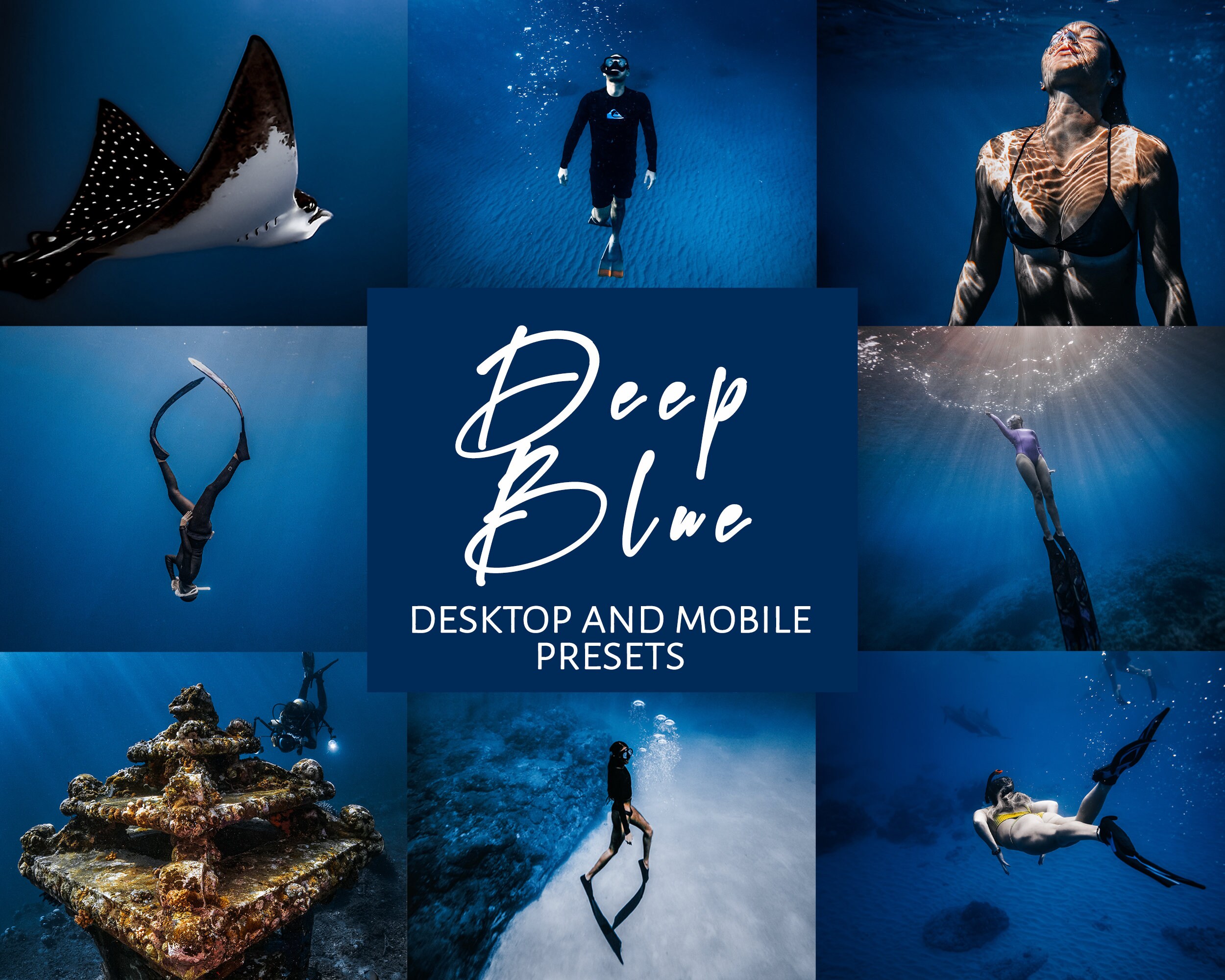 10 Deep Blue Desktop & Mobile Presets | Ocean Presets | Sea Vibe Presets | Beach Style Preset | Vacation Travel Preset Style | Nature Preset