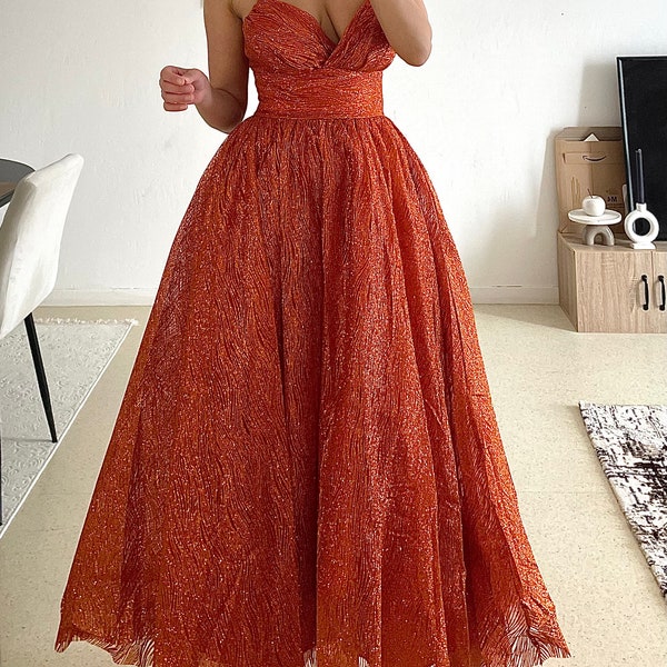 Robe de soirée robe cocktail orange