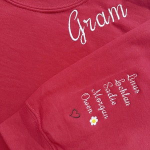 Custom Embroidered Mama Sweatshirt with Kids Name on Sleeve, Personalized Mom Sweatshirt, Minimalist Momma Sweater, Mothers Day Gift for Mom image 5