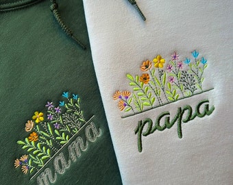 Custom Floral Mama Embroidered Sweatshirt / Mama Sweatshirt / Grandma Sweatshirt / Papa Sweatshirt