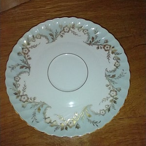 Royal Tettau Duchess Blue Green, Gold Flowers & Trim: Saucer 6&quot;