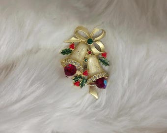 Vintage Holiday Christmas Bell Pin Brooch
