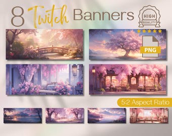 Kawaii Twitch Banner, Blossom Twitch Banners, Anime Stream Banner, Aesthetics Streaming Banner for Twitch, Pink Purple Twitch Stream Banner