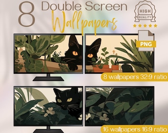 Plants Double Screen Backgrounds, Cat Dual Monitor Wallpaper Collection, Aesthetic Multi Monitor Wallpaper, Extended Screen Backgrounds