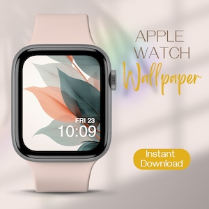 Sfondo Apple Watch, Quadrante dell'orologio, Sfondo Smartwatch con foglie e piante, Sfondo Tropicale per iWatch, Sfondo Smartwatch con sfondo dell'orologio