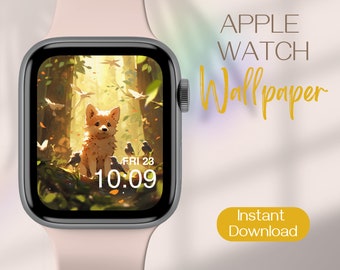 Cute Apple Watch Face, Wolf Smartwatch Wallpaper Whimsical Apple Watch Wallpaper, Apple Watch Background iWatch Wallpaper, Apple Watch Theme