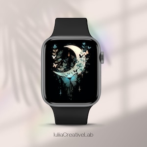 Aesthetic Apple Watch Face Wallpaper, Butterflies Smartwatch Wallpaper, Flowers Watch Wallpaper, Floral Smart Watch Face, Watch Background, Image 3