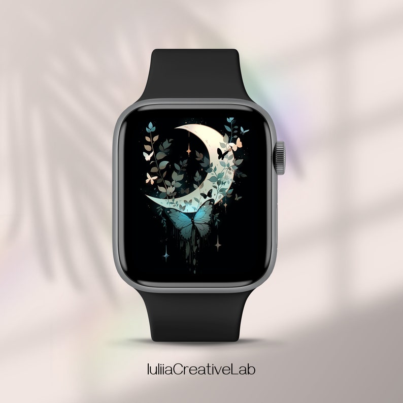 Aesthetic Apple Watch Face Wallpaper, Butterflies Smartwatch Wallpaper, Flowers Watch Wallpaper, Floral Smart Watch Face, Watch Background, Image 3