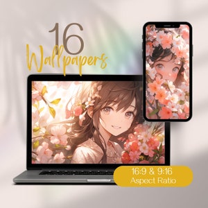 Kawaii Blossom Wallpaper, Anime Japanese Wallpaper, Aesthetic Desktop Background, Cherry Blossom Wallpaper, Anime Kawaii Phone Wallpaper