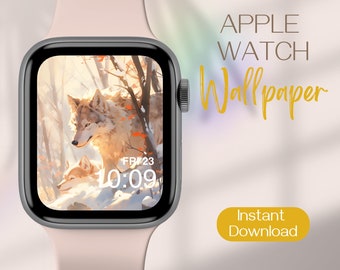 Winter Apple Watch Wallpaper, Cute Forest Smartwatch Background, Christmas Watch Background, Wolf Apple Watch Face, Xmas iWatch Wallpaper