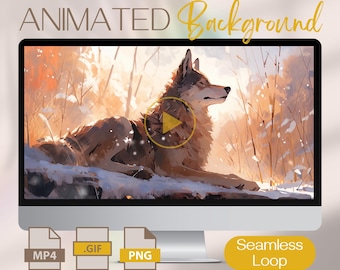 Winter Wolf Animated Wallpaper: High Resolution Moving Background (Digital Download)